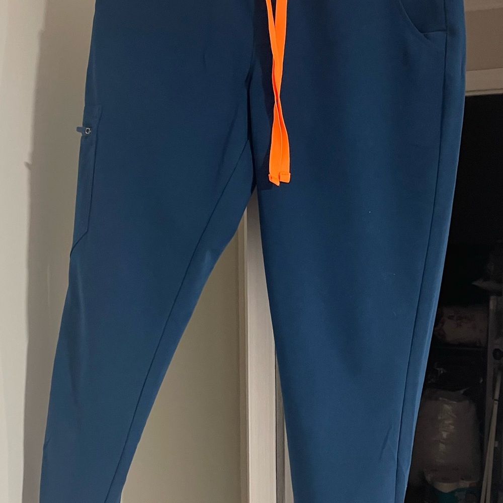 Deep Reef color, Blue Joggers with Orange Drawstring